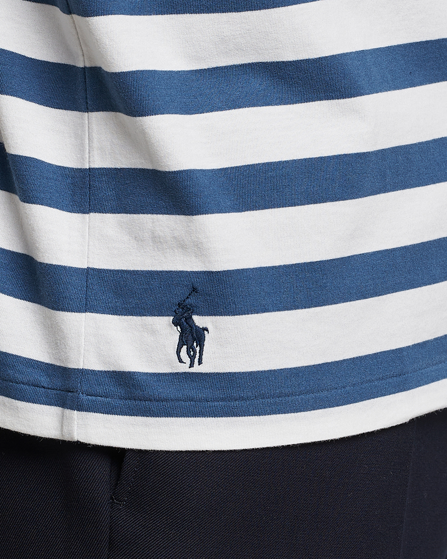 Uomini | T-shirt | Polo Ralph Lauren | Brushed Spa Jersey Striped Crew Neck T-Shirt White/Blue