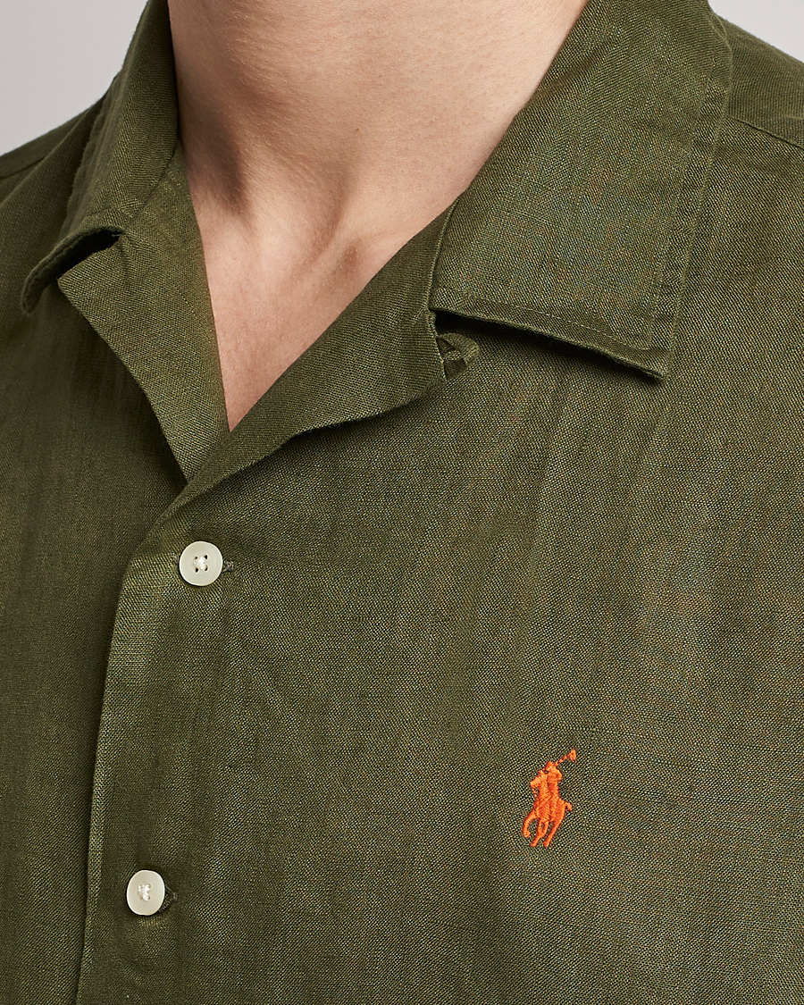Uomini | Camicie | Polo Ralph Lauren | Linen Camp Collar Short Sleeve Shirt Dark Sage