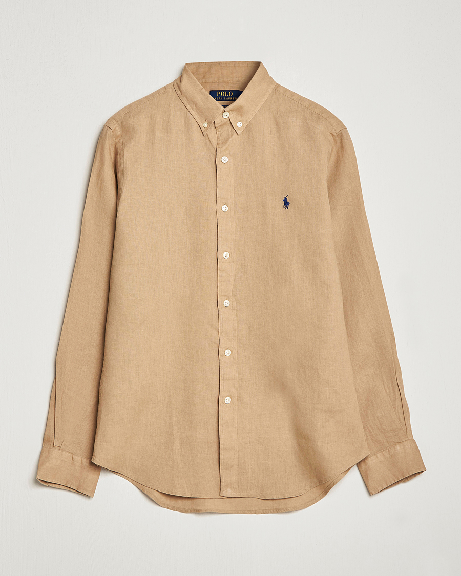 Uomini | Camicie | Polo Ralph Lauren | Slim Fit Linen Button Down Shirt Vintage Khaki