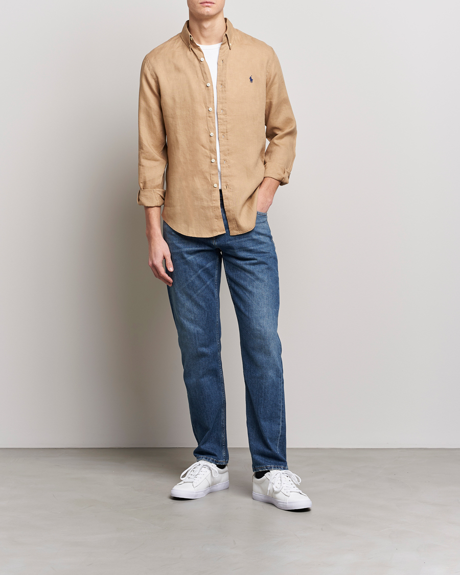 Uomini | Camicie | Polo Ralph Lauren | Slim Fit Linen Button Down Shirt Vintage Khaki