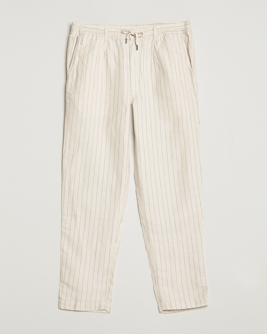 Uomini | Pantaloni | Polo Ralph Lauren | Prepster Linen/Tencel Pinstripe Trousers Andover Cream