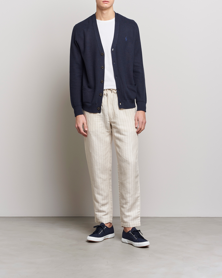 Uomini | Pantaloni | Polo Ralph Lauren | Prepster Linen/Tencel Pinstripe Trousers Andover Cream