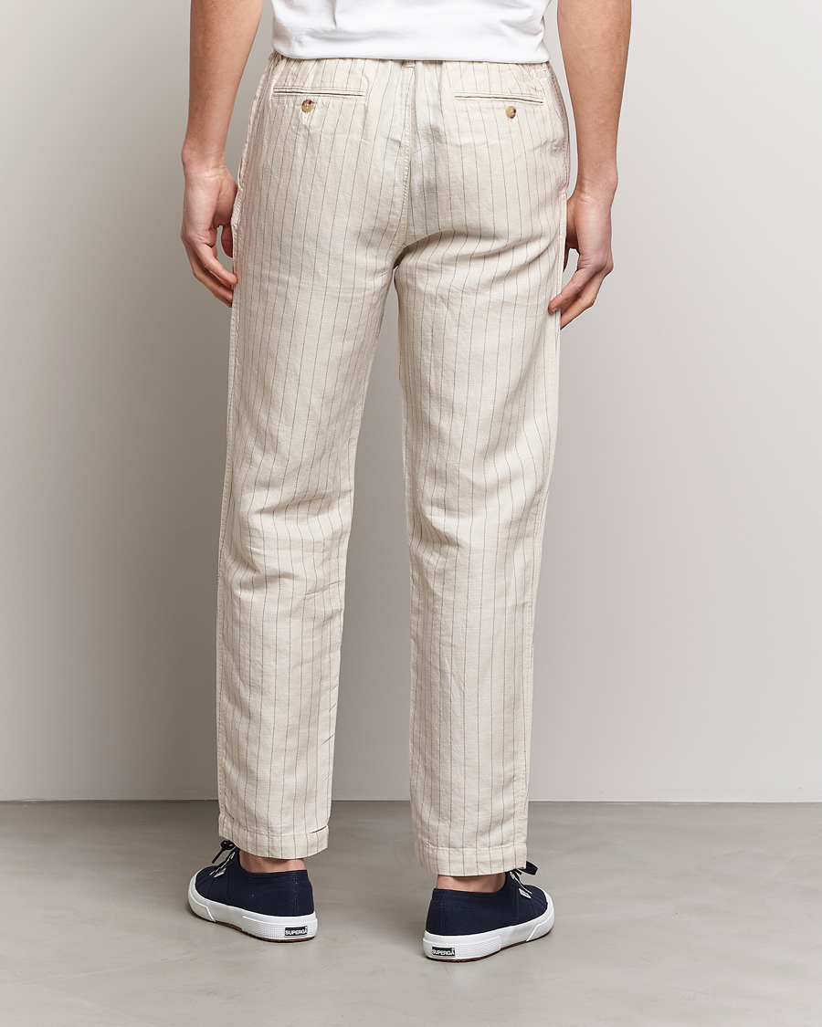 Uomini | Pantaloni | Polo Ralph Lauren | Prepster Linen/Tencel Pinstripe Trousers Andover Cream