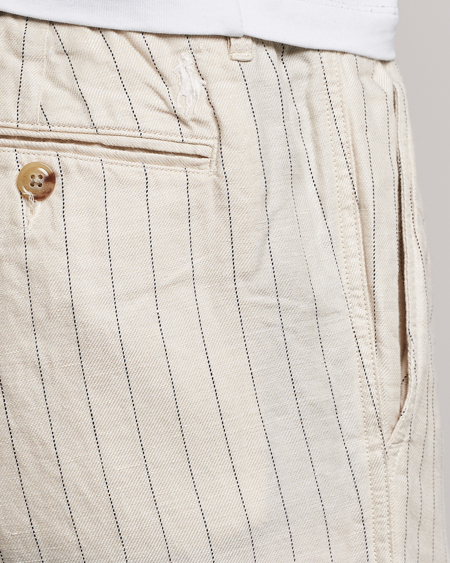 Uomini | Pantaloni | Polo Ralph Lauren | Prepster Linen/Tencel Pinstripe Trousers Andover Cream
