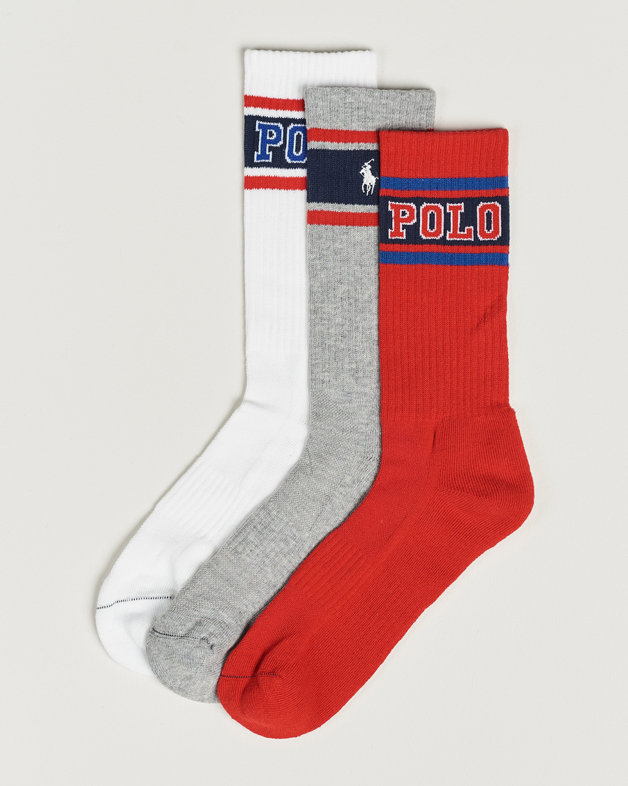 Uomini | Biancheria intima | Polo Ralph Lauren | Varsity 3-Pack Sock Red/Grey/White