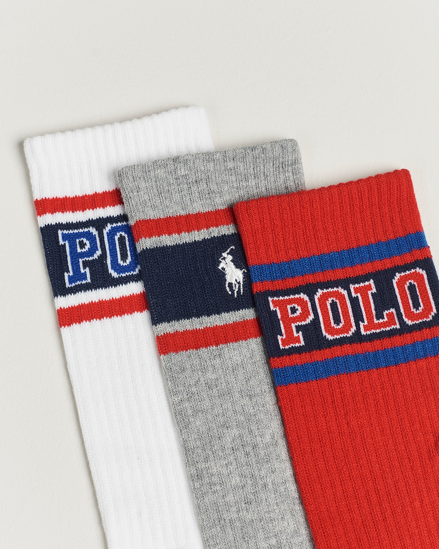 Uomini | Biancheria intima | Polo Ralph Lauren | Varsity 3-Pack Sock Red/Grey/White