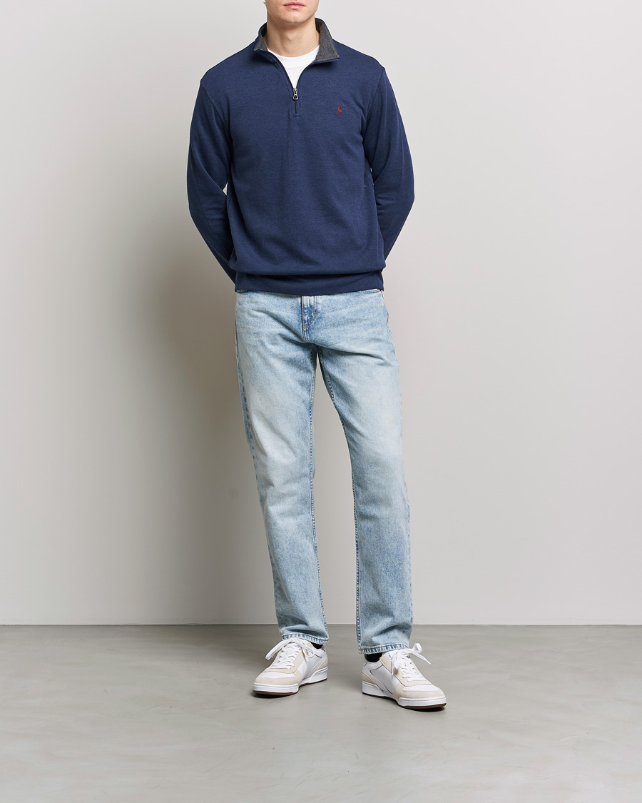 Uomini | Maglieria | Polo Ralph Lauren | Double Knit Half-Zip Sweater Spring Navy Heather