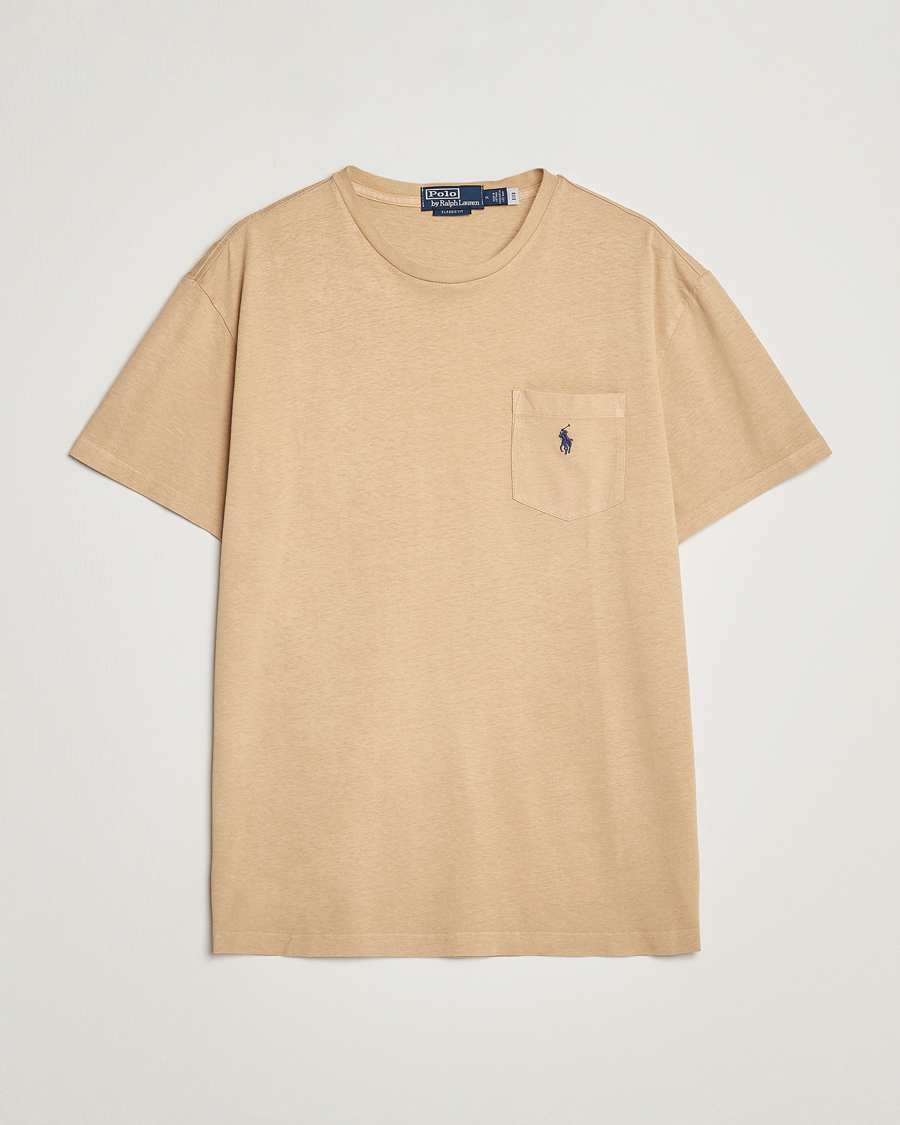 Uomini | T-shirt | Polo Ralph Lauren | Cotton/Linen Crew Neck T-Shirt Vintage Khaki