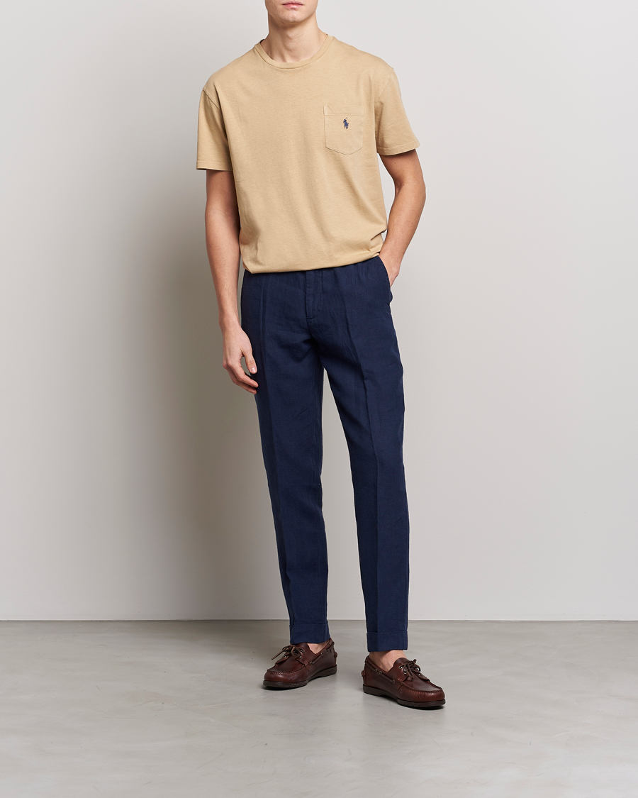 Uomini | T-shirt | Polo Ralph Lauren | Cotton/Linen Crew Neck T-Shirt Vintage Khaki