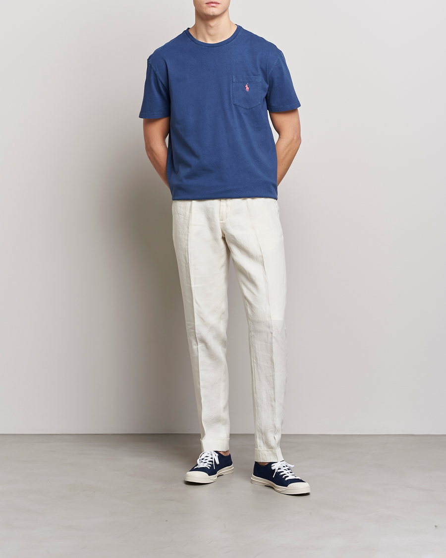 Uomini | T-shirt | Polo Ralph Lauren | Cotton/Linen Crew Neck T-Shirt Light Navy