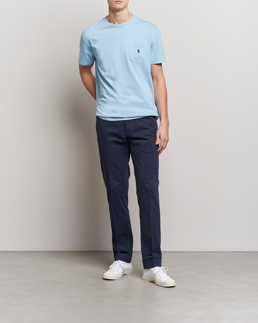 Uomini | T-shirt | Polo Ralph Lauren | Cotton/Linen Crew Neck T-Shirt Powder Blue
