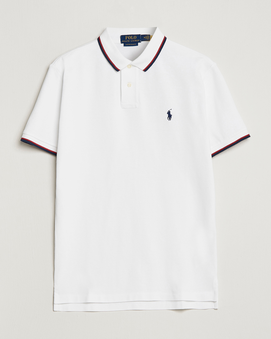 Uomini | Polo | Polo Ralph Lauren | Custom Slim Fit Tipped Polo White