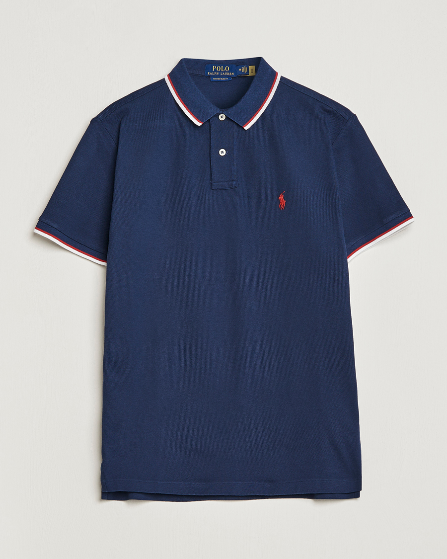 Uomini | Polo | Polo Ralph Lauren | Custom Slim Fit Tipped Polo Newport Navy