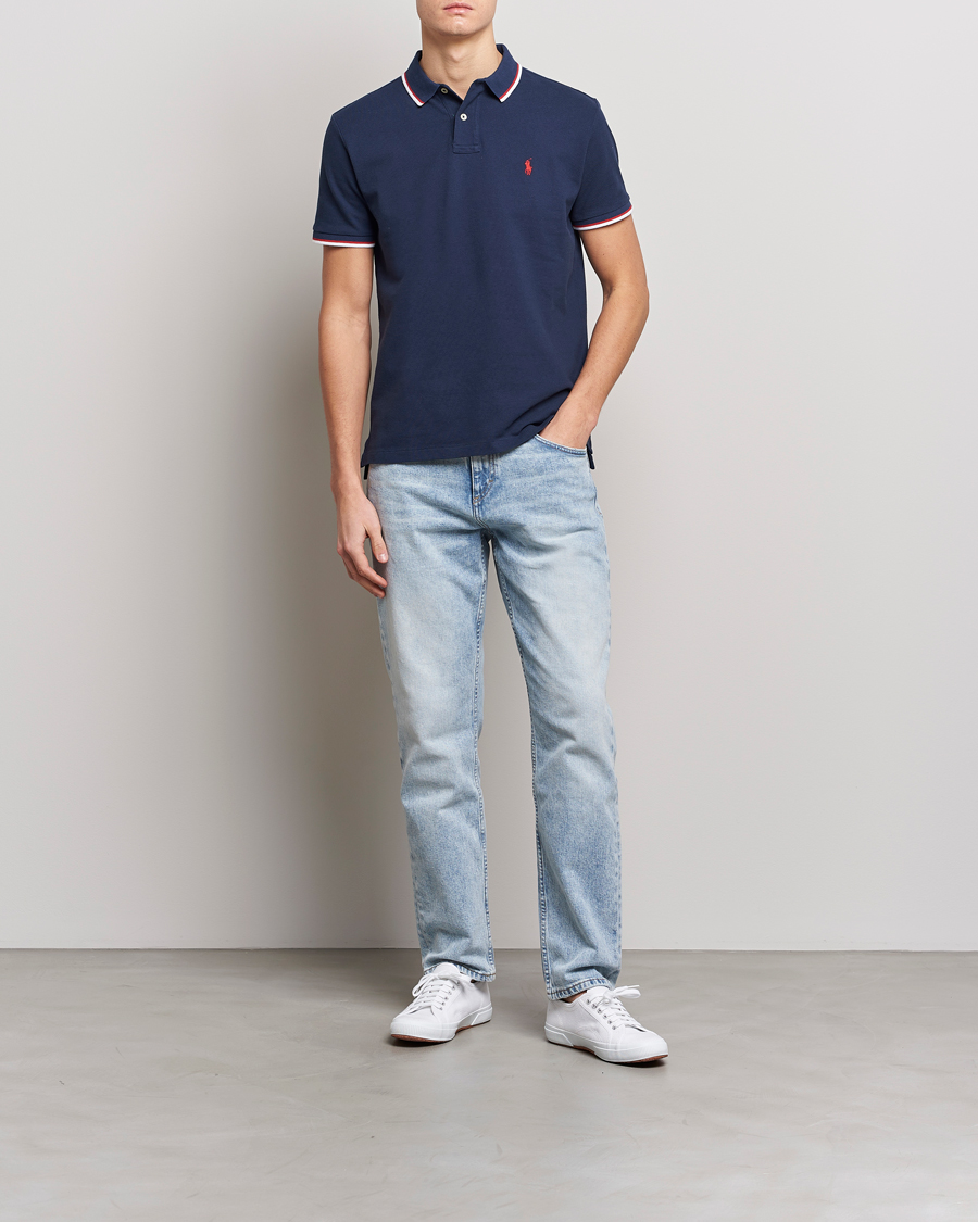 Uomini | Polo | Polo Ralph Lauren | Custom Slim Fit Tipped Polo Newport Navy