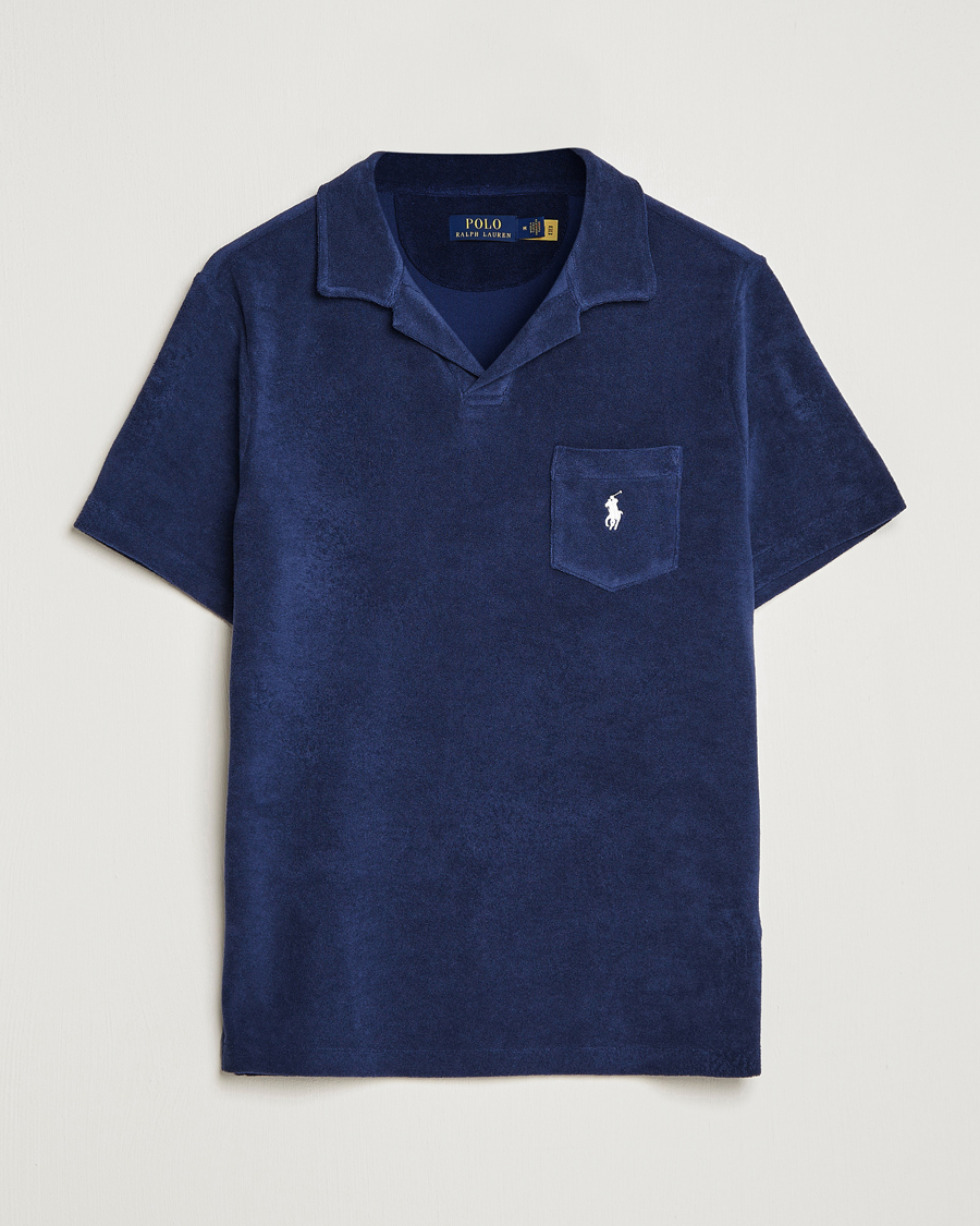 Uomini | Polo | Polo Ralph Lauren | Cotton Terry Open Collar Polo Newport Navy