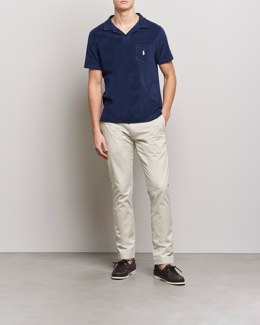 Uomini | Polo | Polo Ralph Lauren | Cotton Terry Open Collar Polo Newport Navy