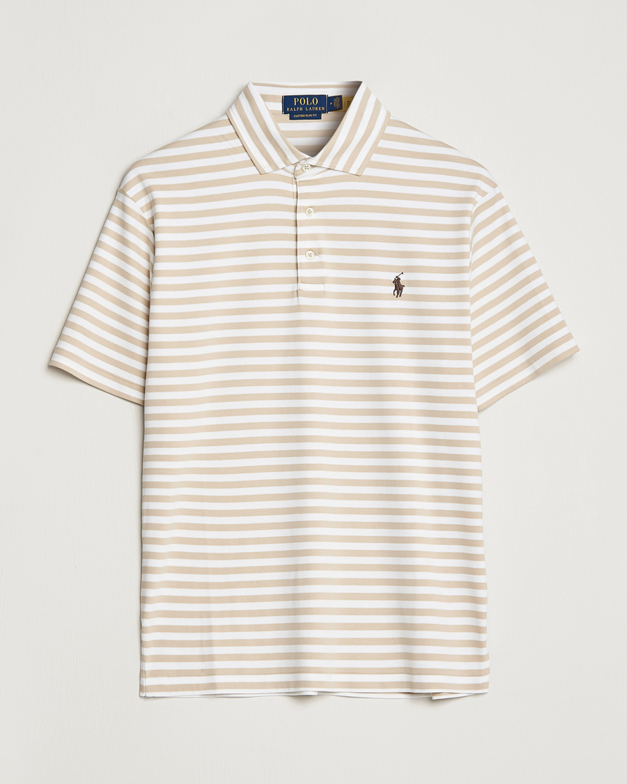 Uomini | Polo | Polo Ralph Lauren | Luxury Pima Cotton Striped Polo Beige/White