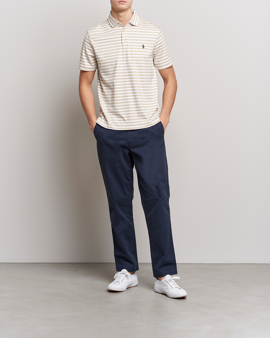Uomini | Polo | Polo Ralph Lauren | Luxury Pima Cotton Striped Polo Beige/White