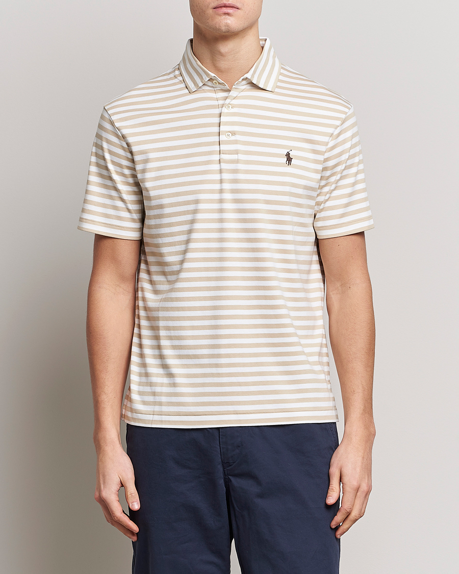 Uomini | Polo | Polo Ralph Lauren | Luxury Pima Cotton Striped Polo Beige/White