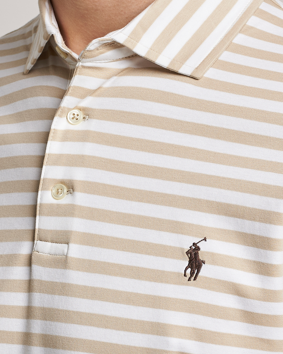 Uomini | Polo | Polo Ralph Lauren | Luxury Pima Cotton Striped Polo Beige/White