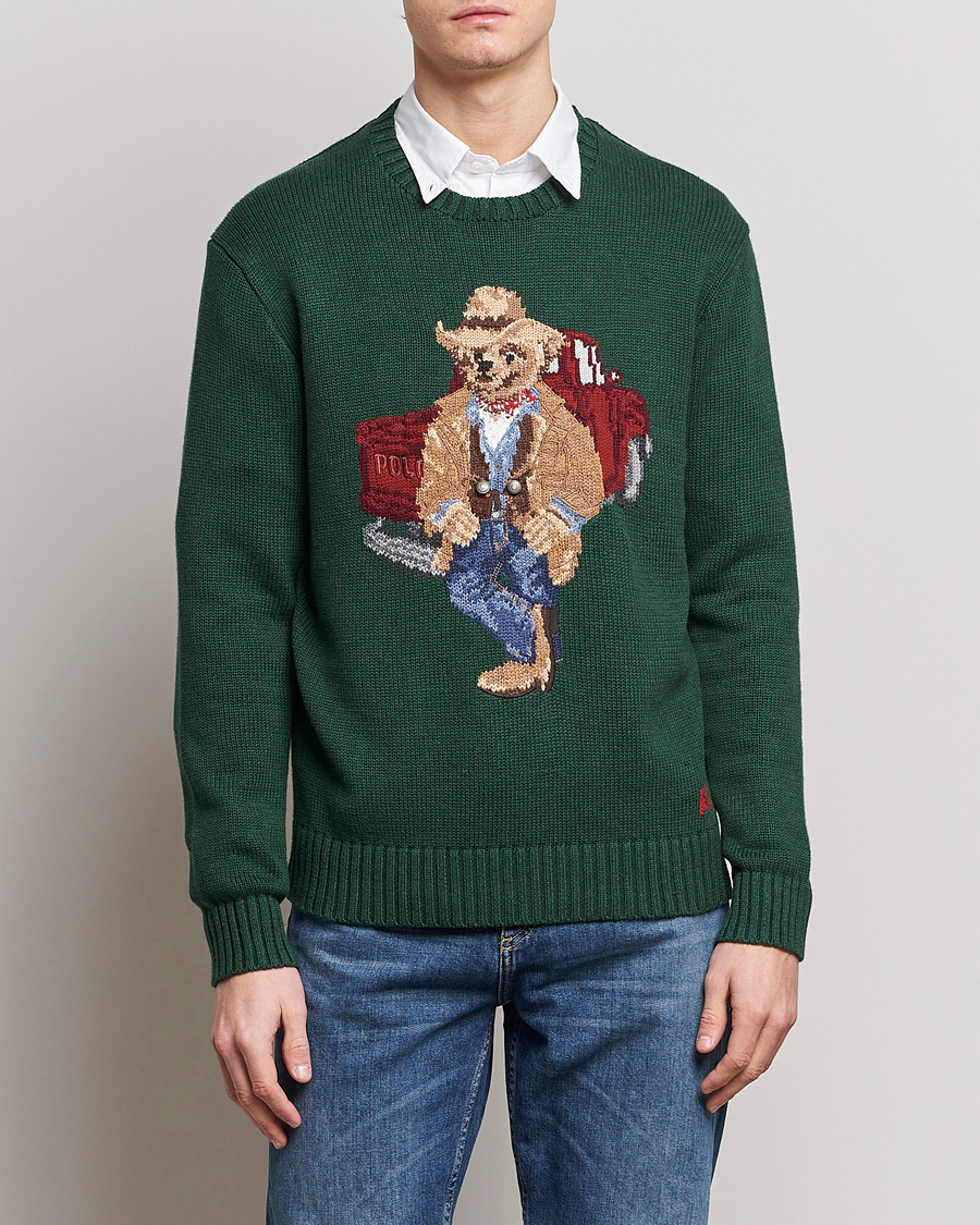 Uomini | Maglieria | Polo Ralph Lauren | Knitted Crew Neck Bear Sweater New Forest Heather