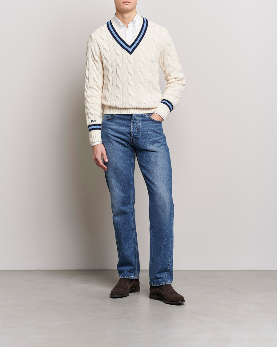 Uomini | Maglieria | Polo Ralph Lauren | Cricket Sweater Cream/Navy Stripe