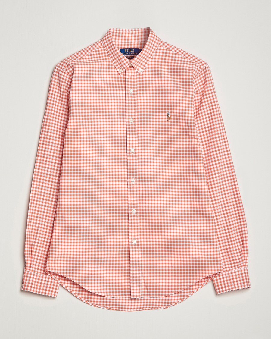 Uomini | Camicie | Polo Ralph Lauren | Slim Fit Oxford Checked Shirt Orange/White
