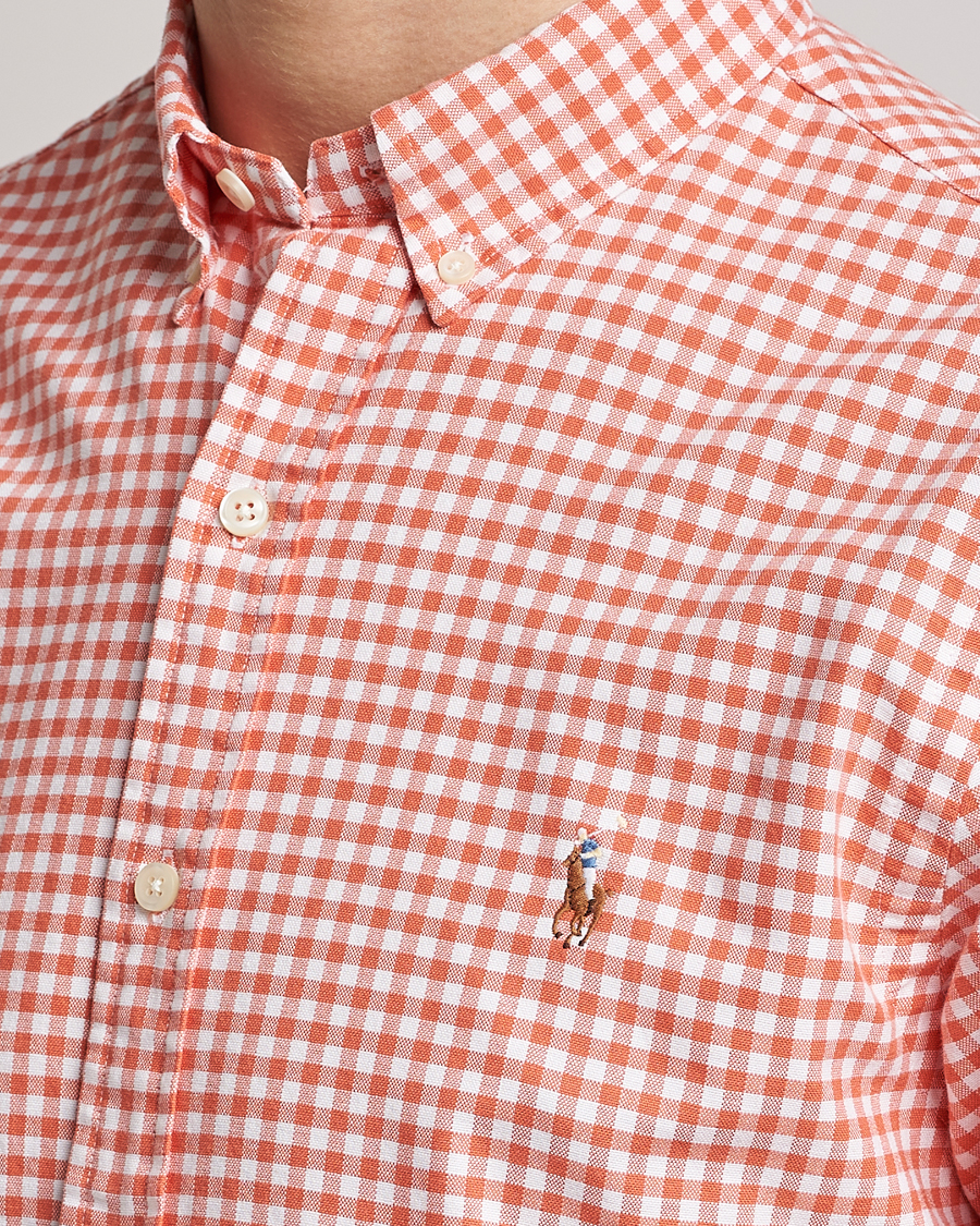 Uomini | Camicie | Polo Ralph Lauren | Slim Fit Oxford Checked Shirt Orange/White