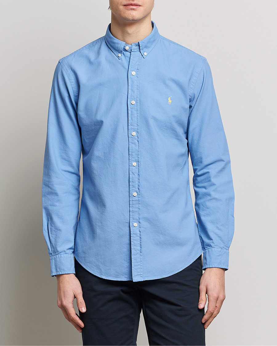 Uomini | Camicie | Polo Ralph Lauren | Slim Fit Garment Dyed Oxford Shirt Blue