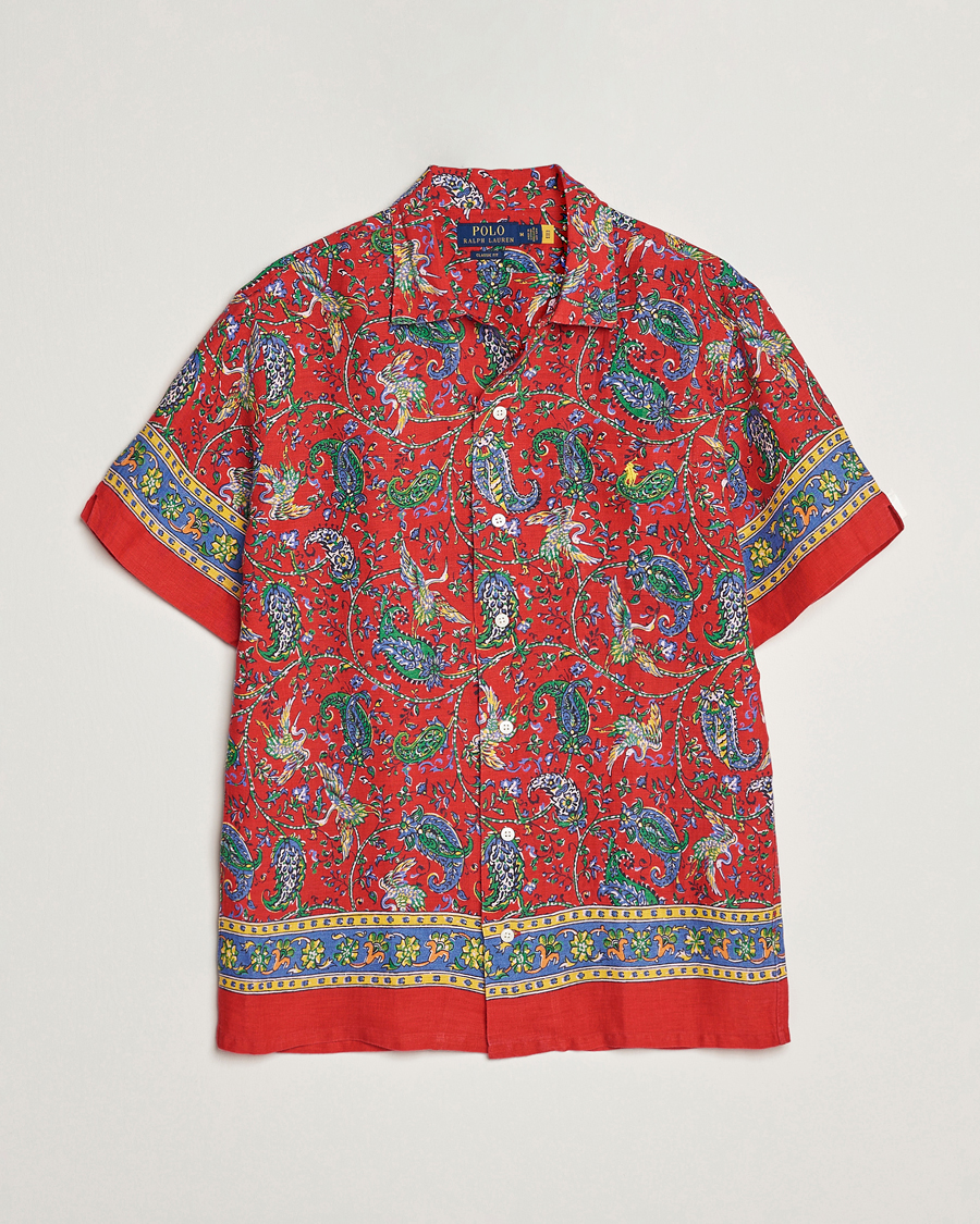 Uomini | Camicie | Polo Ralph Lauren | Linen Printed Camp Collar Shirt Red Multi