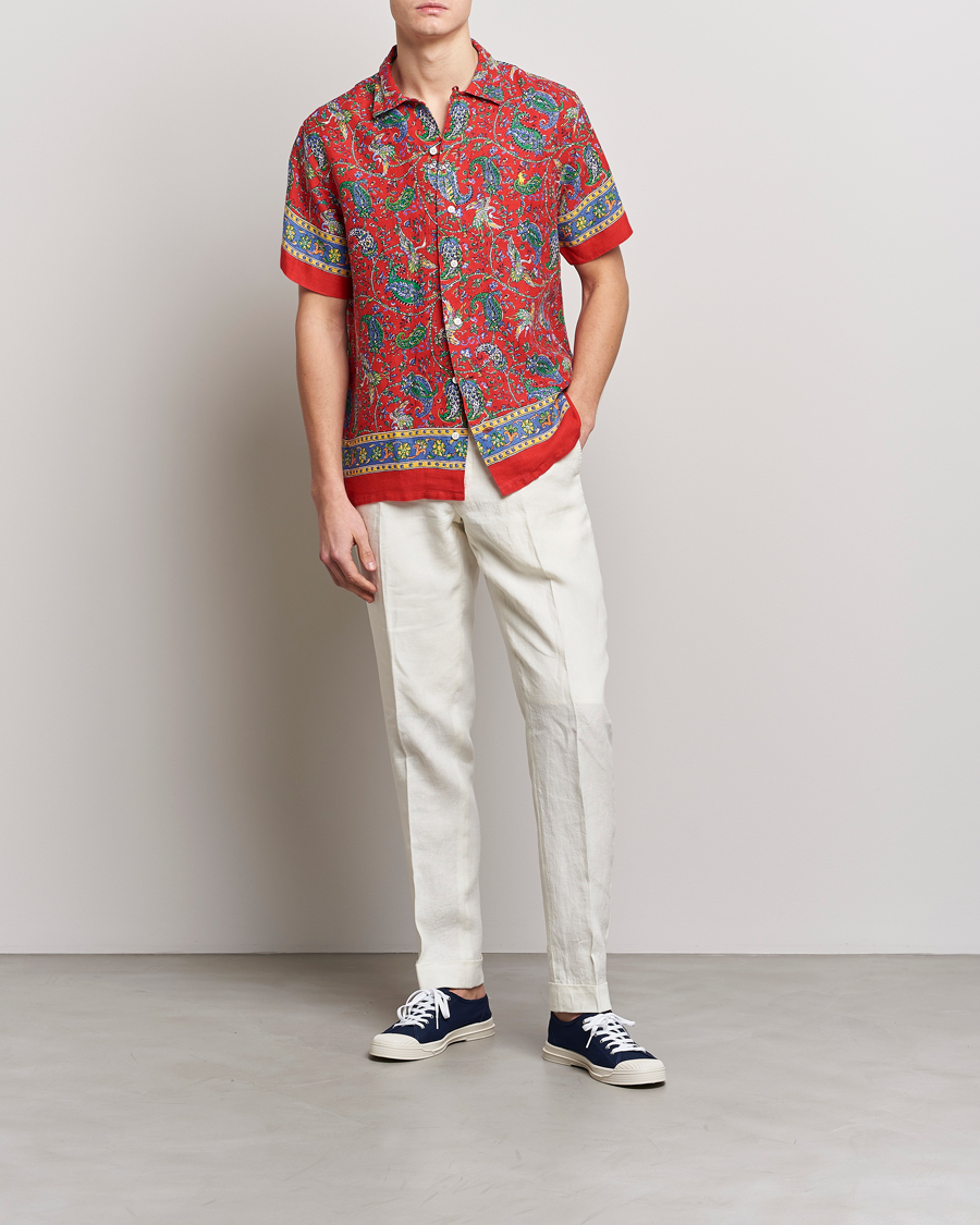 Uomini | Camicie | Polo Ralph Lauren | Linen Printed Camp Collar Shirt Red Multi