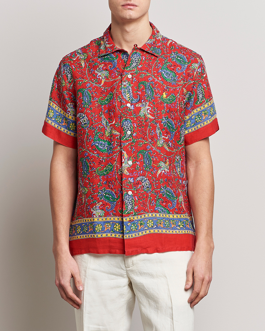Uomini | Camicie | Polo Ralph Lauren | Linen Printed Camp Collar Shirt Red Multi