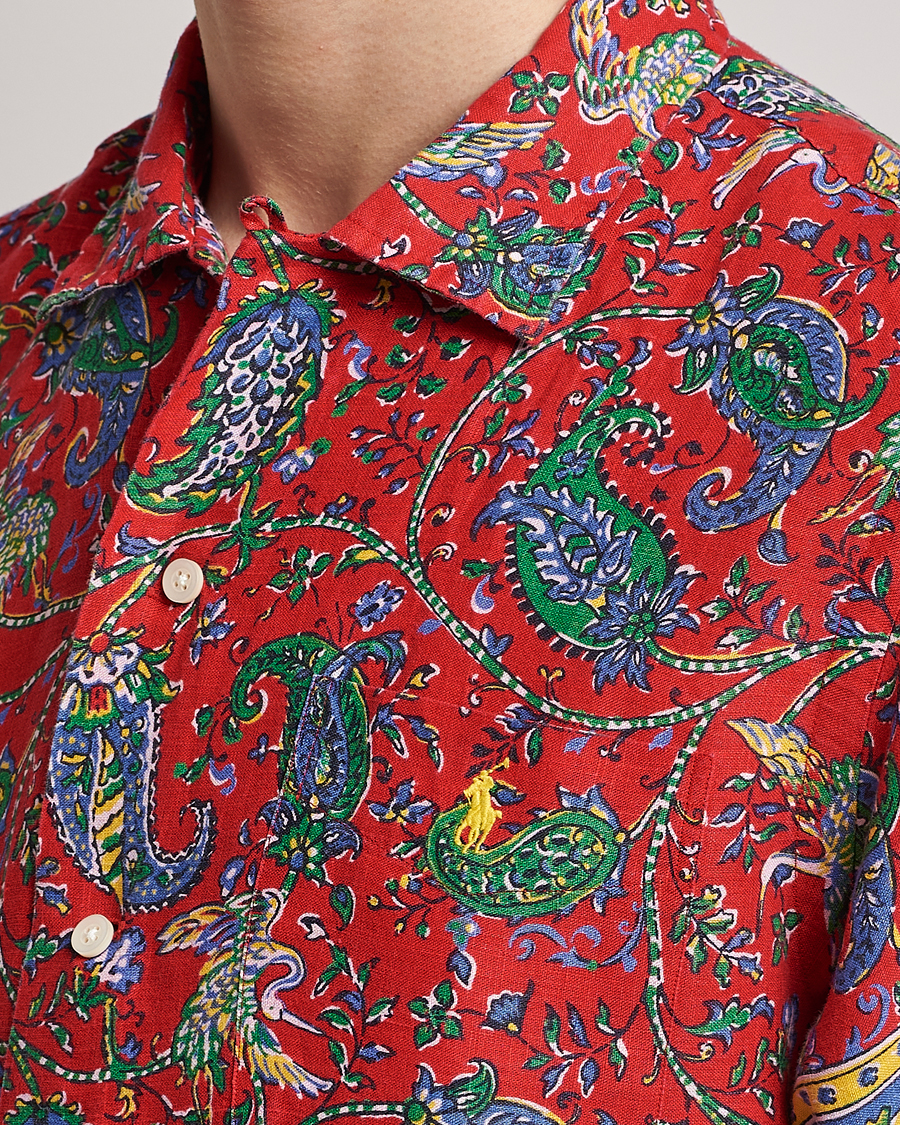 Uomini | Camicie | Polo Ralph Lauren | Linen Printed Camp Collar Shirt Red Multi