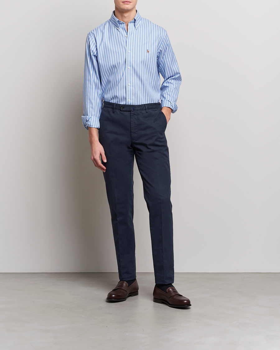 Uomini | Camicie | Polo Ralph Lauren | Custom Fit Striped Dress Shirt Blue/White