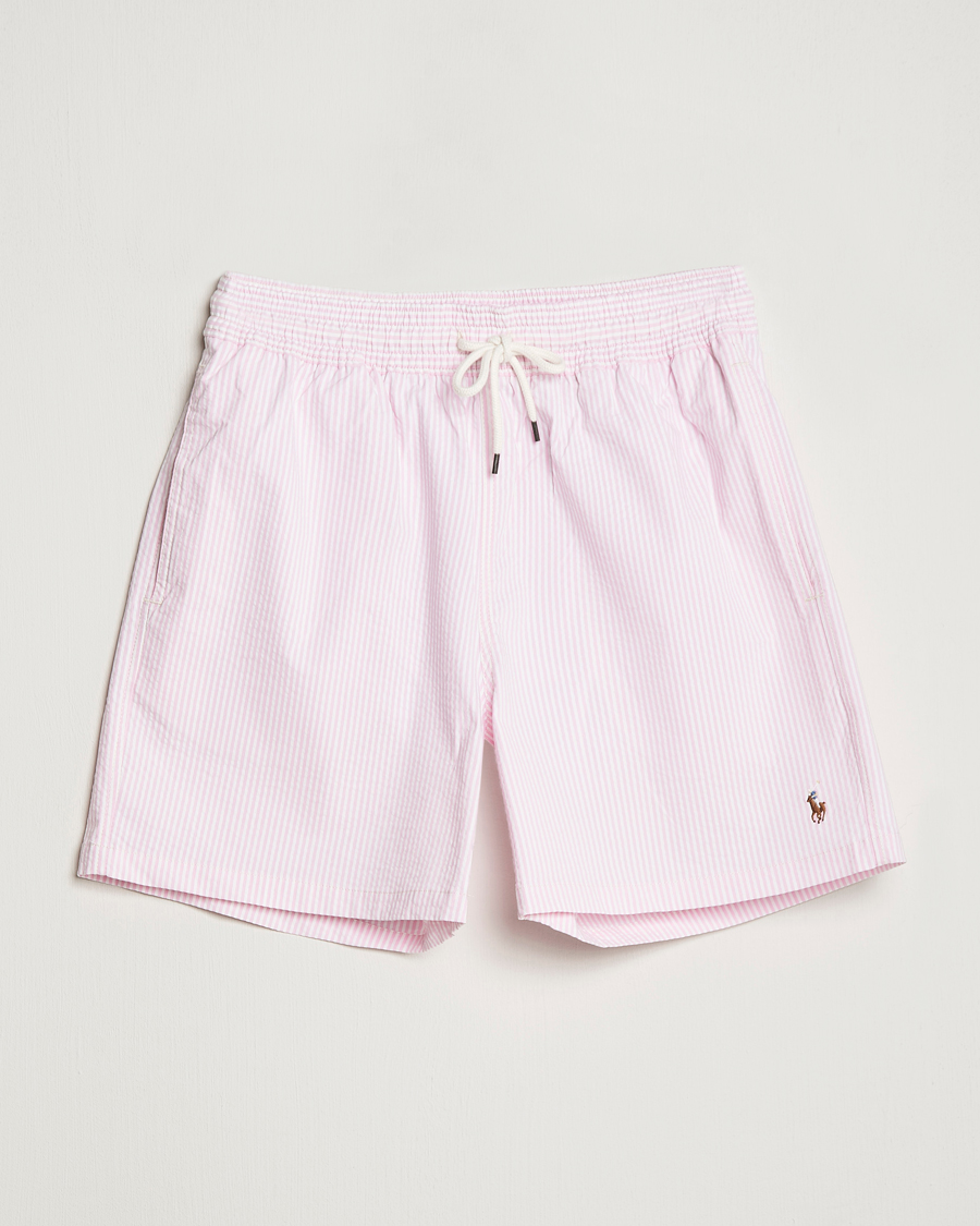 Uomini | Costumi da bagno | Polo Ralph Lauren | Recyceled Traveler Boxer Seersucker Swimshorts Pink/White