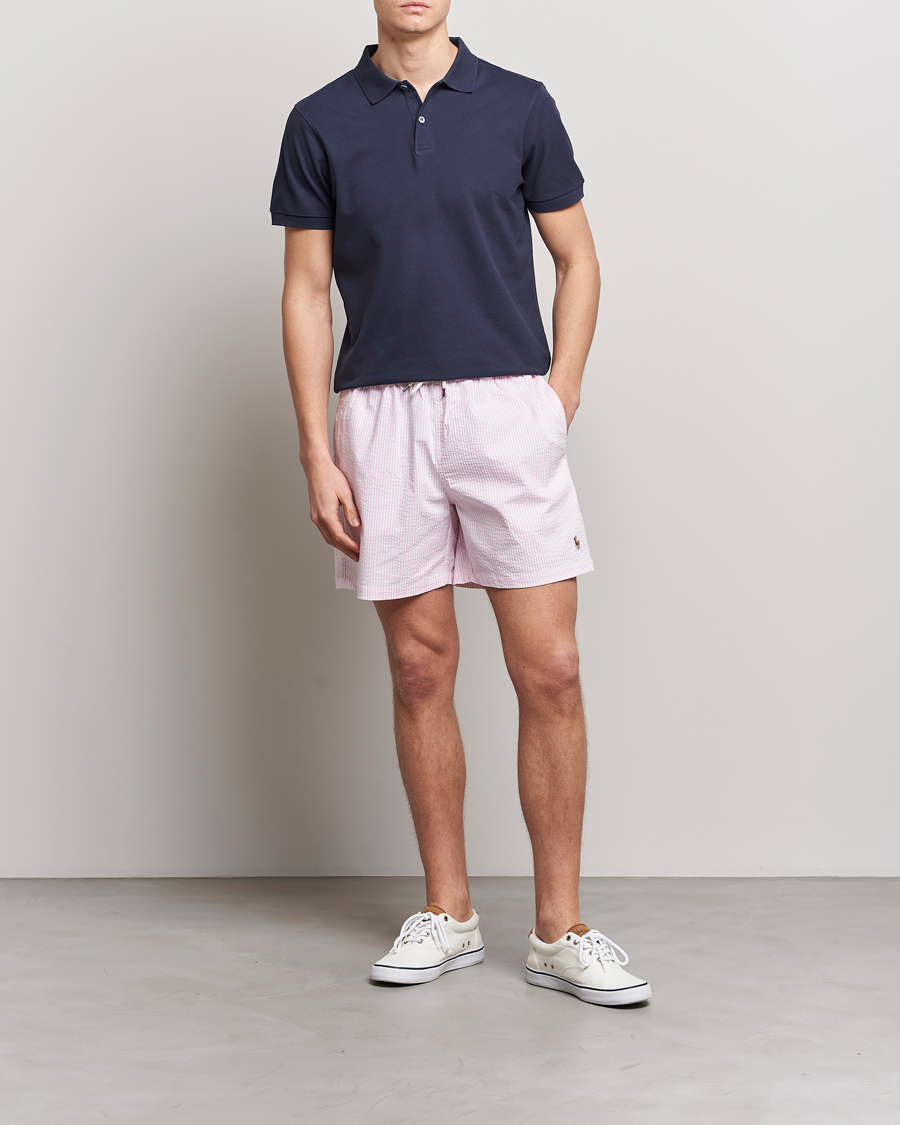 Uomini | Costumi da bagno | Polo Ralph Lauren | Recyceled Traveler Boxer Seersucker Swimshorts Pink/White