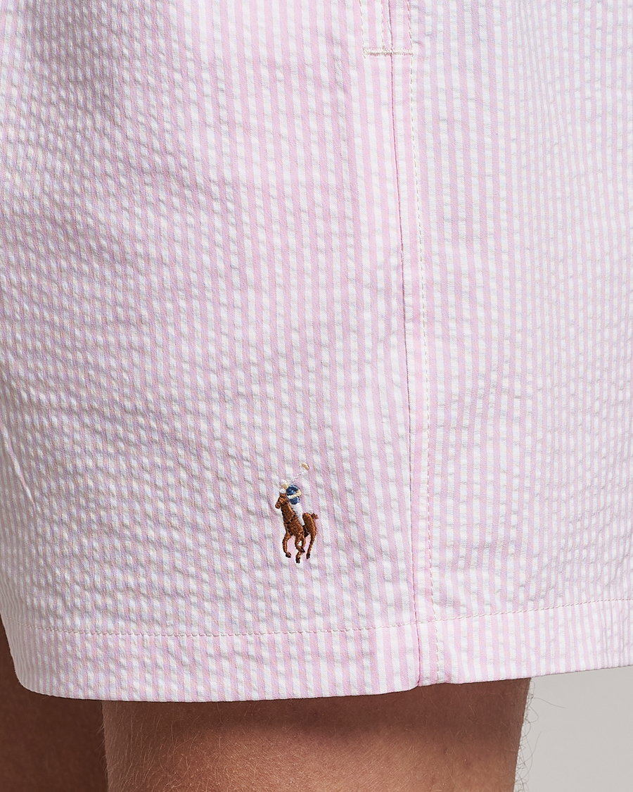 Uomini | Costumi da bagno | Polo Ralph Lauren | Recyceled Traveler Boxer Seersucker Swimshorts Pink/White