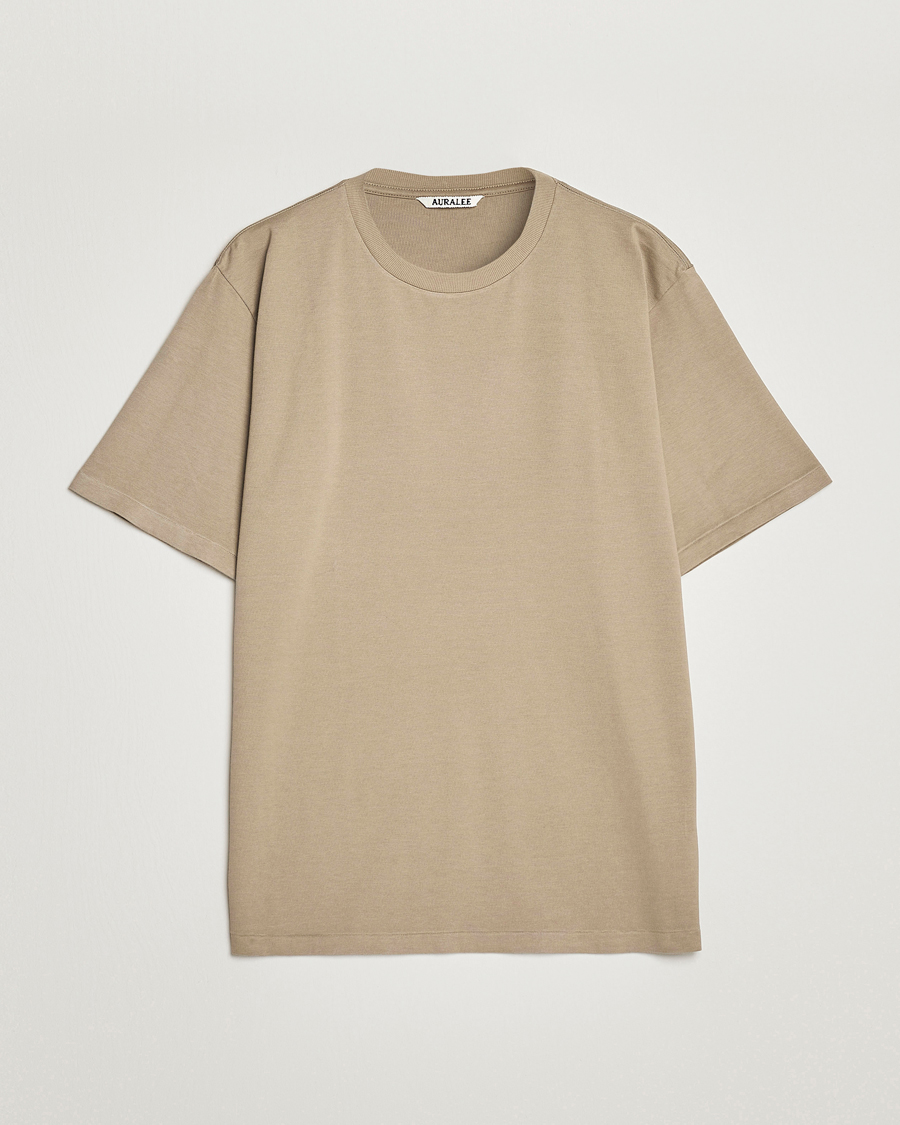 Uomini | T-shirt | Auralee | Luster Plaiting T-Shirt Khaki Grey