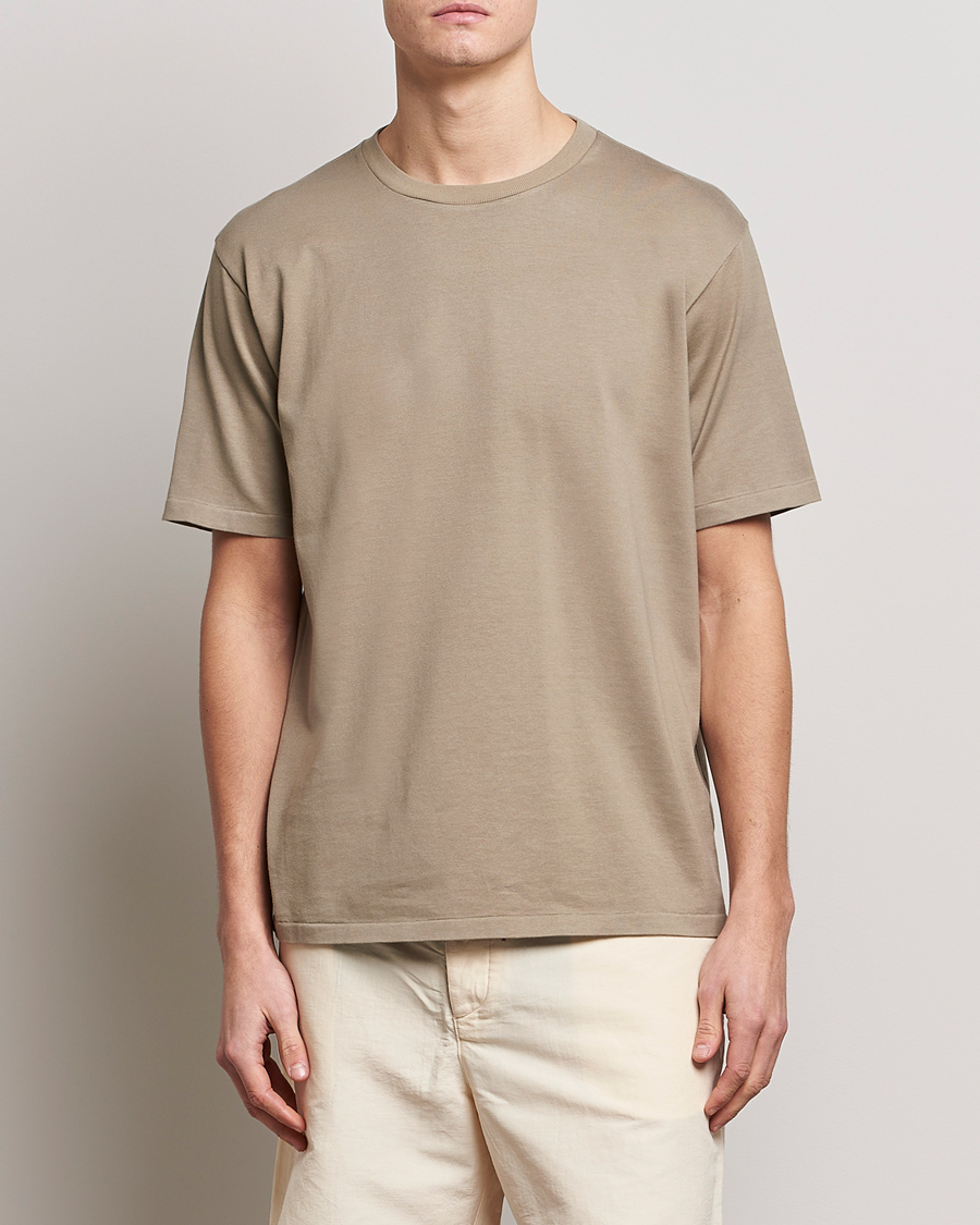 Uomini | T-shirt | Auralee | Luster Plaiting T-Shirt Khaki Grey