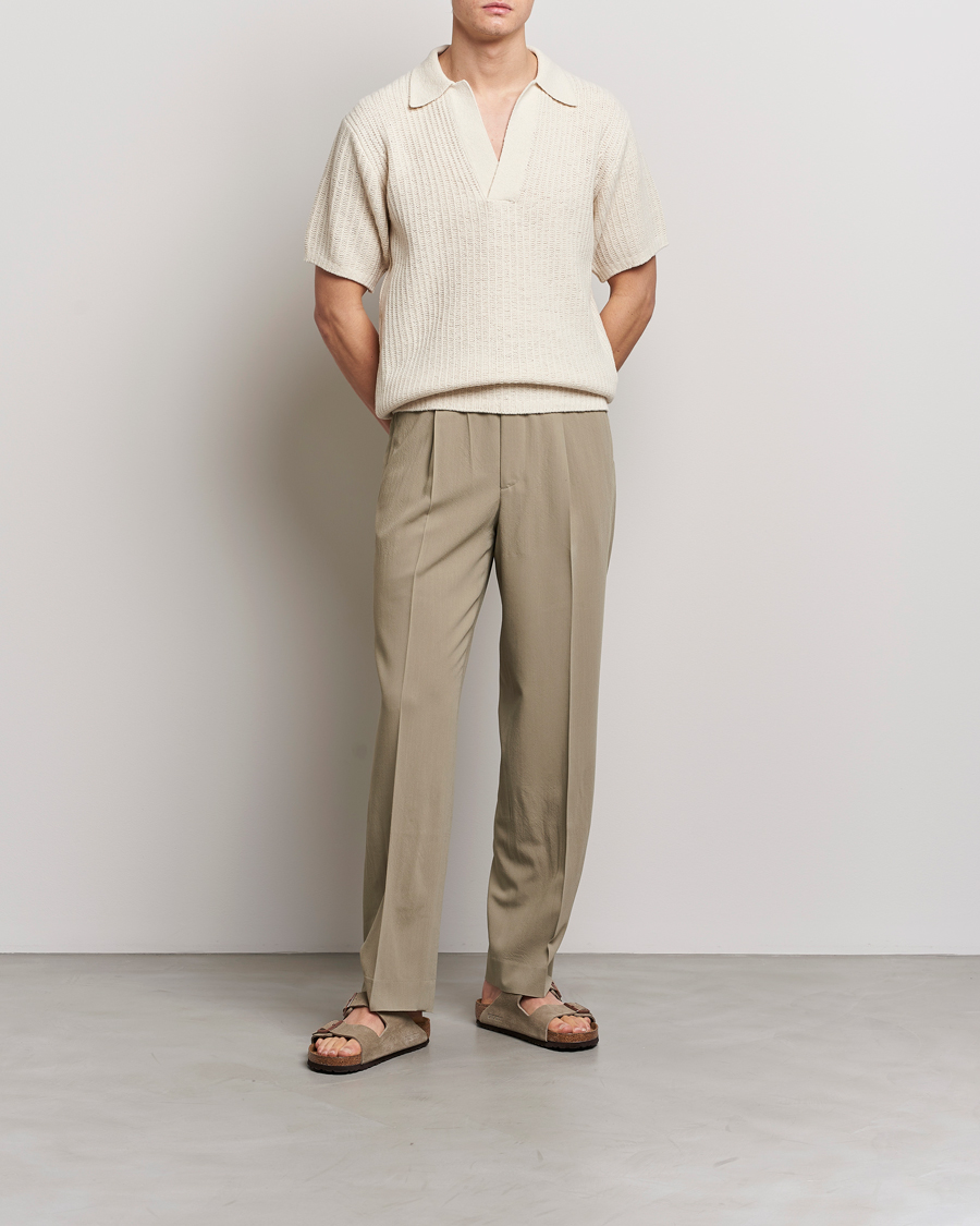 Uomini | Polo | Auralee | Wool Rib Knit Skipper Polo Ecru