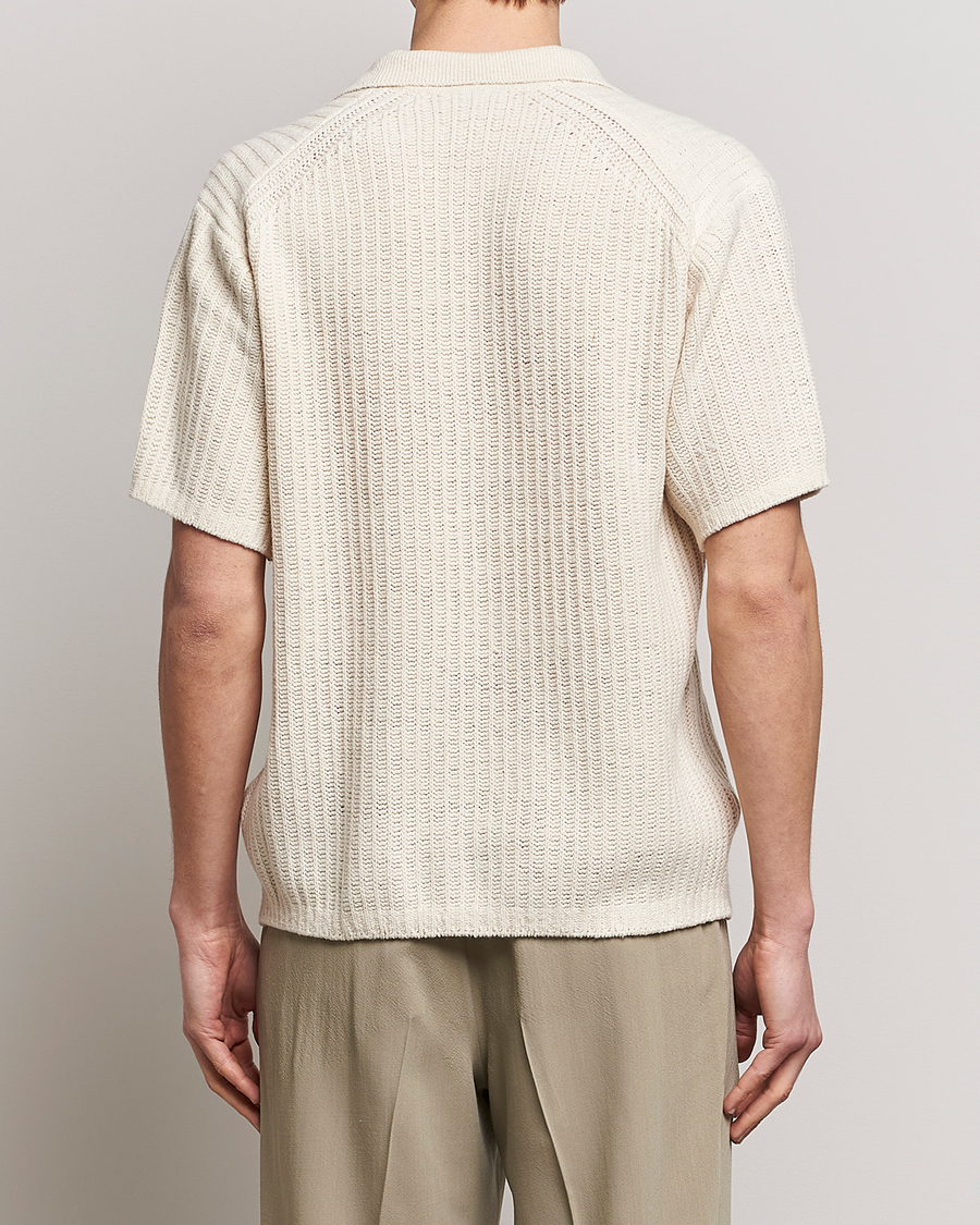 Uomini | Polo | Auralee | Wool Rib Knit Skipper Polo Ecru