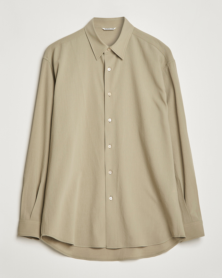 Uomini | Camicie | Auralee | Viyella Wool Shirt Light Khaki