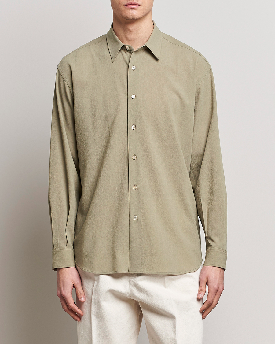 Uomini | Camicie | Auralee | Viyella Wool Shirt Light Khaki