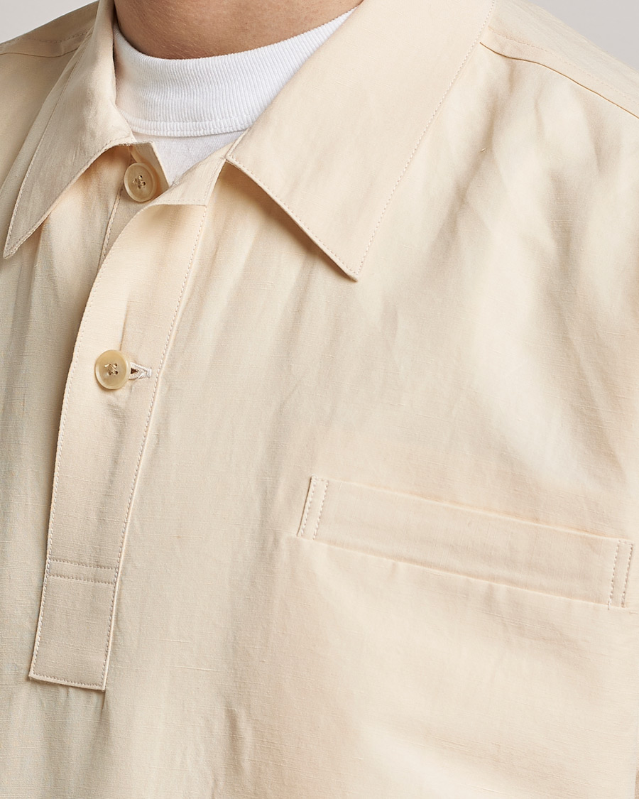 Uomini | Camicie | Auralee | Finx Linen Half Sleeved Shirt Ecru