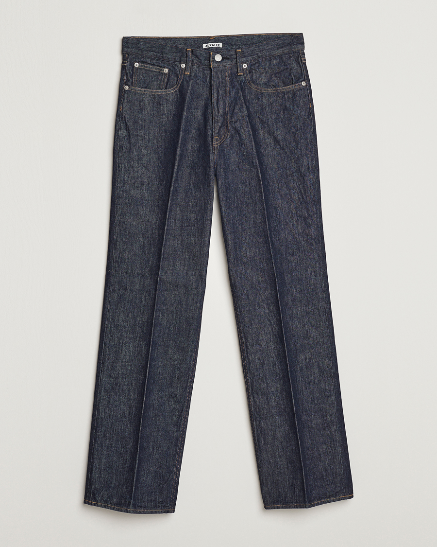 Uomini | Jeans | Auralee | Regular Fit Denim Pants Dark Indigo