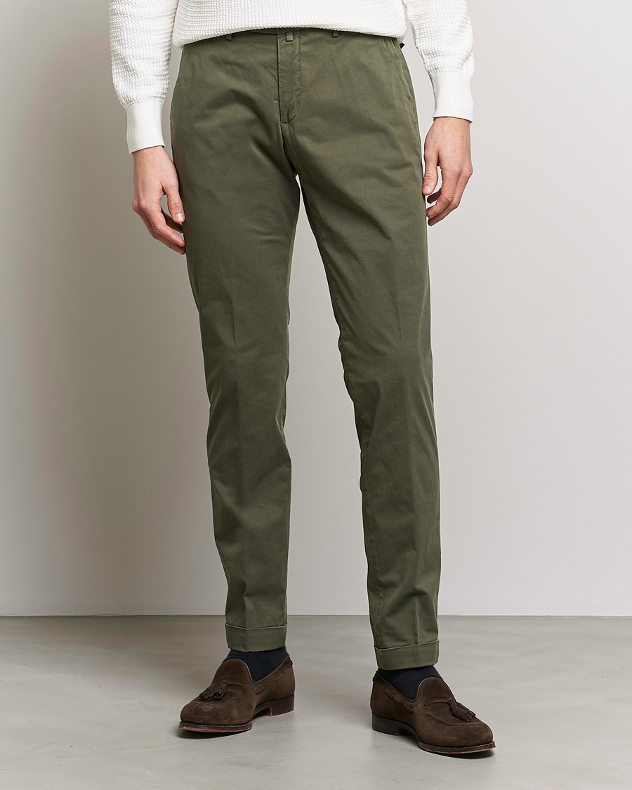 Uomini | Pantaloni | Briglia 1949 | Slim Fit Cotton Chinos Olive