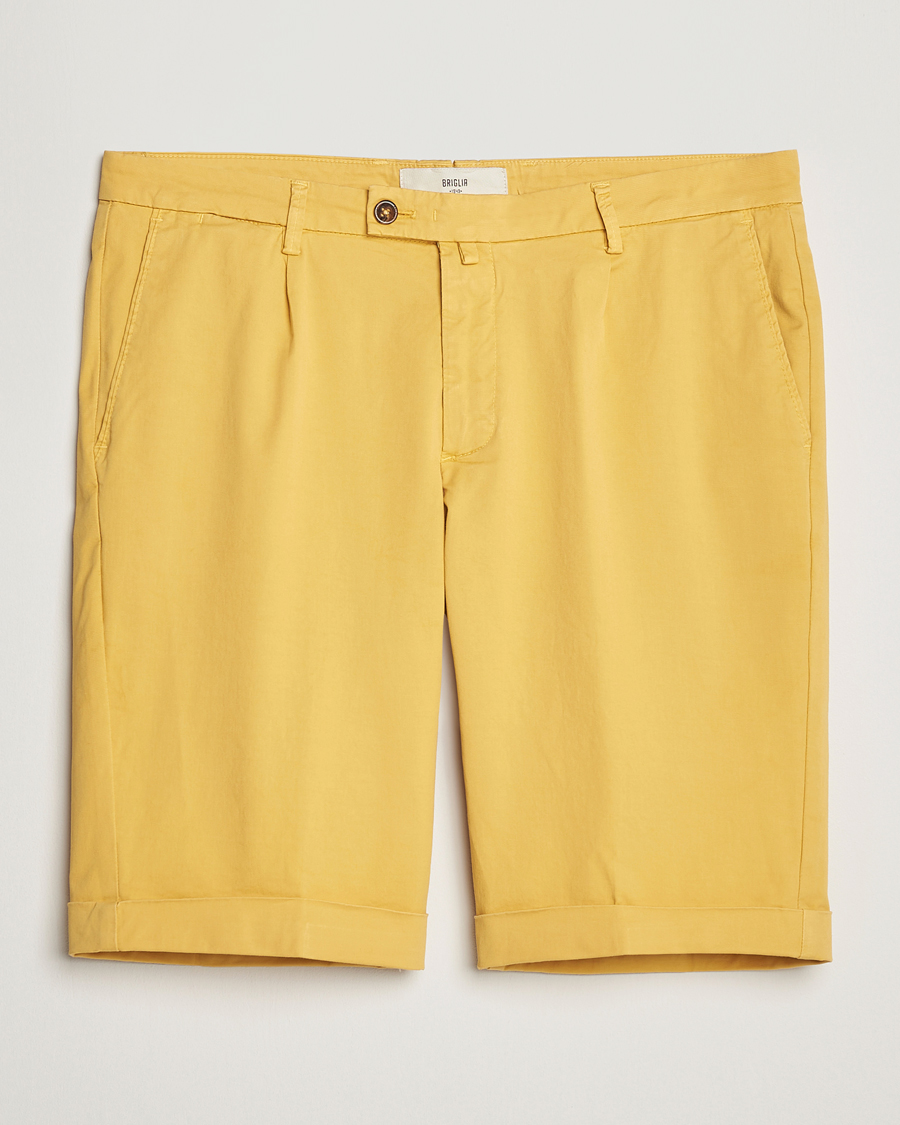 Uomini | Pantaloncini | Briglia 1949 | Pleated Cotton Shorts Yellow