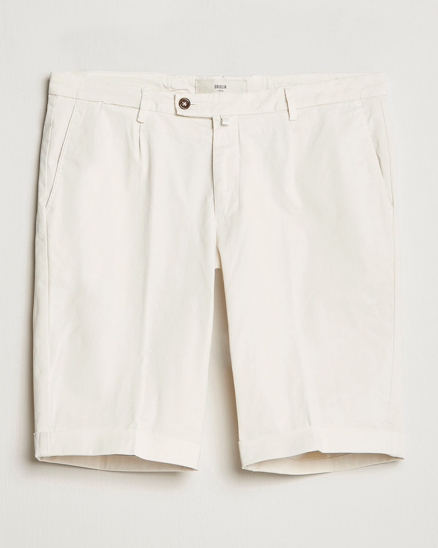 Uomini | Pantaloncini | Briglia 1949 | Pleated Cotton Shorts Cream