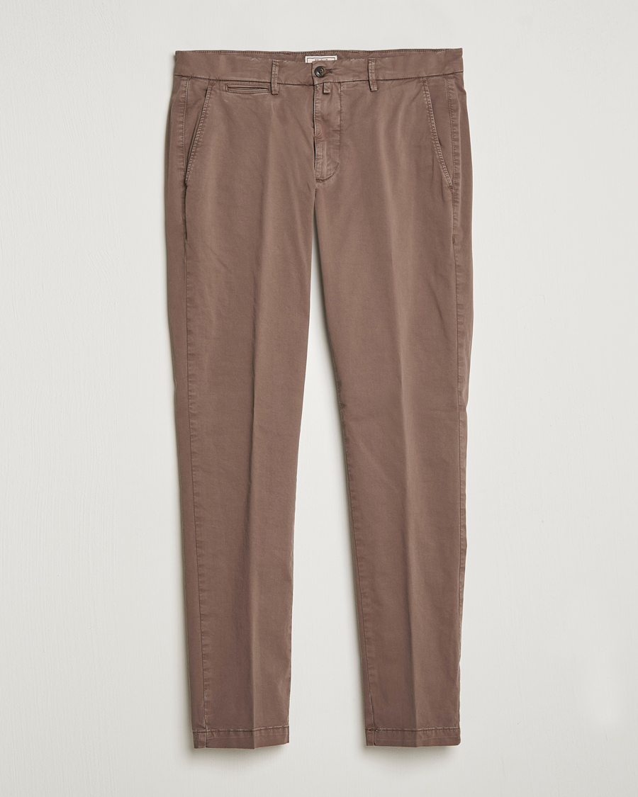 Uomini | Pantaloni | Briglia 1949 | Tapered Fit Cotton Twill Stretch Chinos Brown