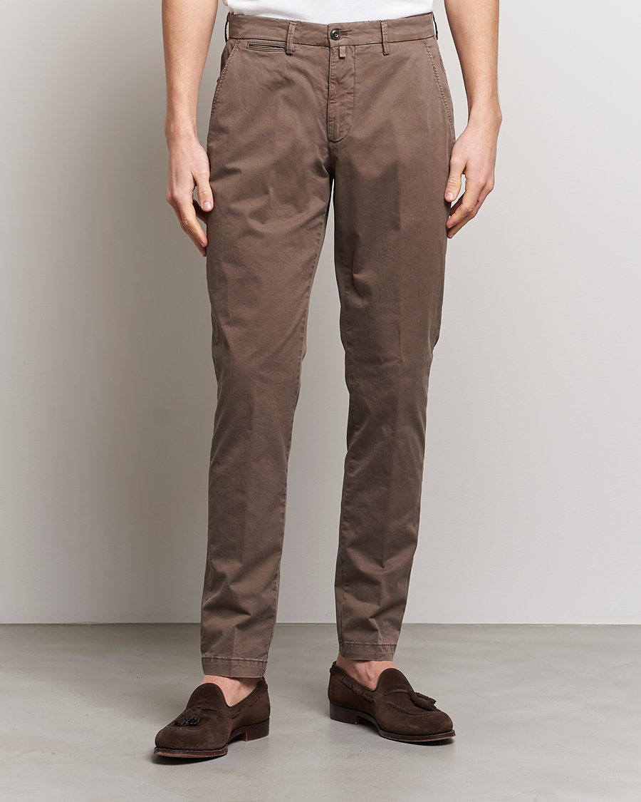 Uomini | Pantaloni | Briglia 1949 | Tapered Fit Cotton Twill Stretch Chinos Brown